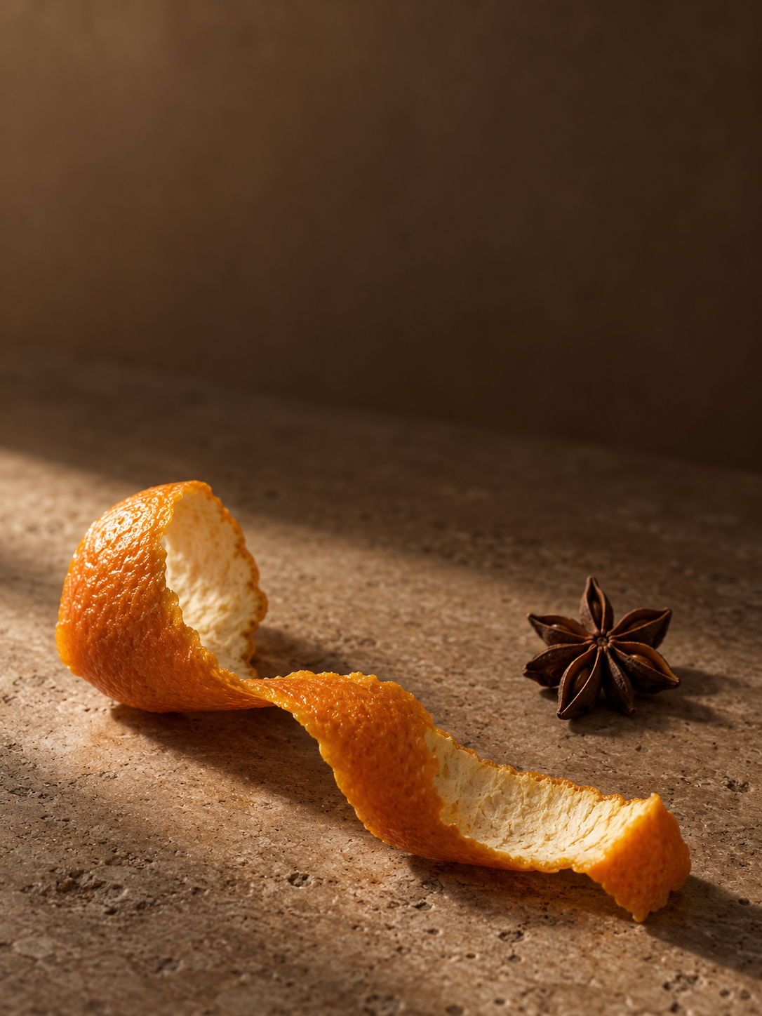 Spicy Citrus scent mood with orange peel and warm spice